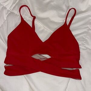 Red crossover lululemon sports bra. Size 2 or XS.